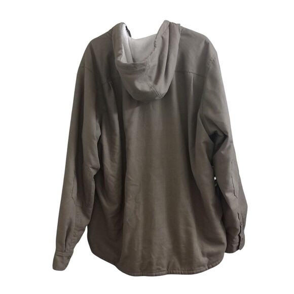 L.L. Bean Katahdin‎ Performance Flannel Shirt Jacket Fleece Lined Olive Green XL - Picture 2 of 7